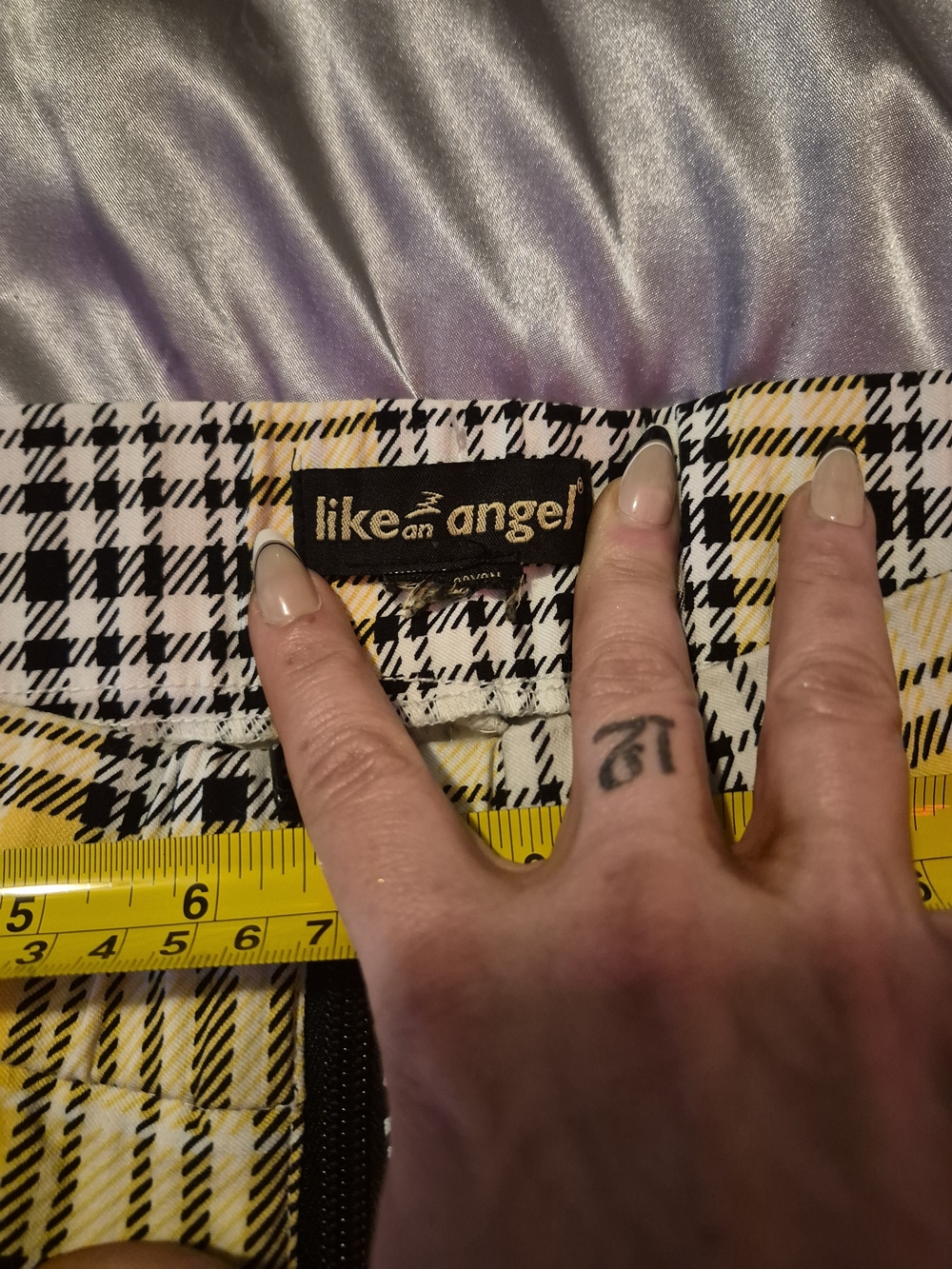 Like an Angel Black and Yellow Plaid Y2K Lowrise Flair Pants